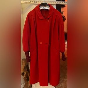 red long wool pea coat
size:large